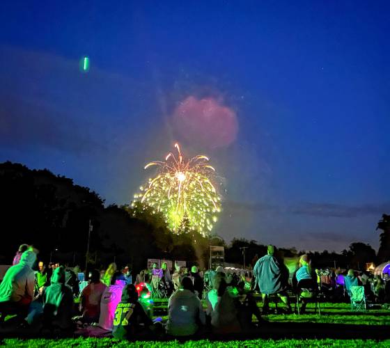 Fireworks lit up the night sky in Humiston Field